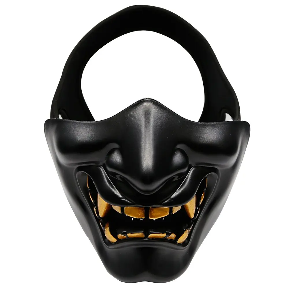 Half Face Devil Smile Halloween Party Mask, Tactical Hunting Mask, Suitable For Paintball Role Play, Film And Television Props