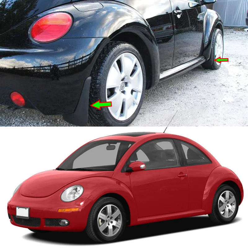 Set Molded Mud Flaps For VW New Beetle 2005-2011 Mudflaps Splash Guards Front Rear Mud Flap Mudguards 2006 2007 2008 2009 2010