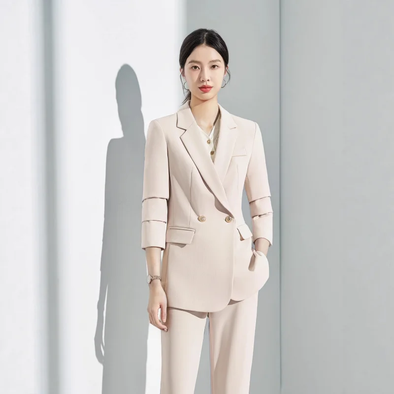 High-End Professional Suit Set for Women, Elegant Commuting Wide-Leg Pants, Workwear for Business Interviews, Formal Wear for Sa