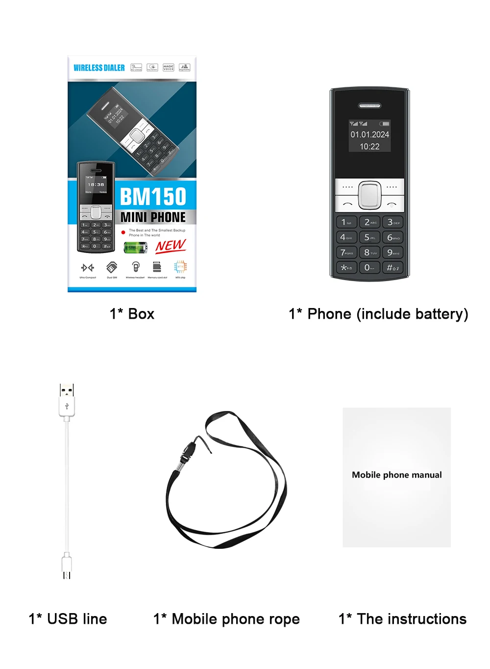 SERVO BM150 Dual SIM Mini Mobile Phone Magic Voice Bluetooth Dialer Speed Dial Call Recording Little Mobile Cellphone for Backup