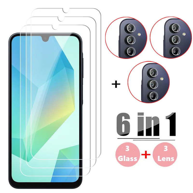 

6in1 Full Gule Glass For Samsung Galaxy A16 Screen Protector Galaxy A16 Tempered Glass Protective Phone Lens Film Samsung A16