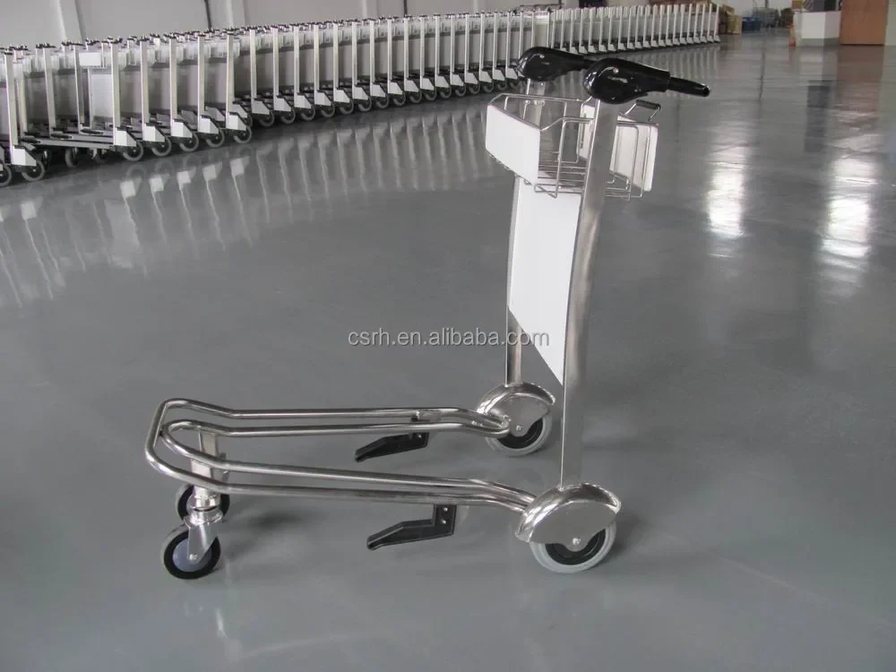 RH-J10-1 1100*625*1050mm Stainless Steel Airport Luggage Trolley Four-wheel Passenger Baggage Cart