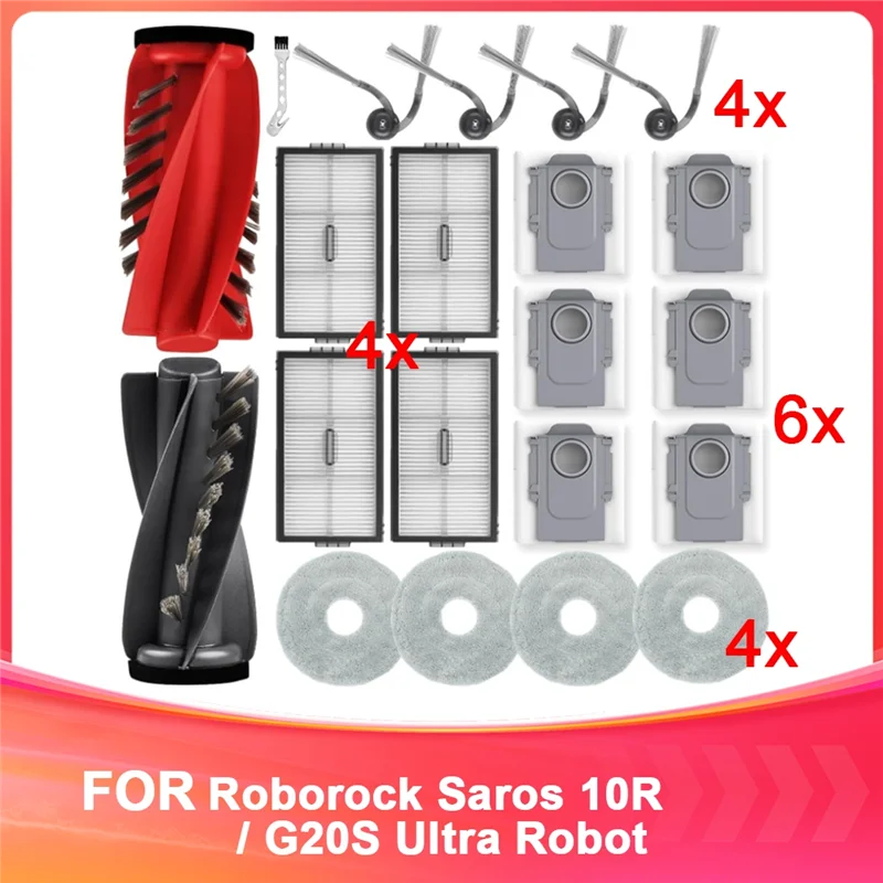 

THIVN-For Roborock Saros 10R / G20S Ultra Robot Vacuum Cleaner Replacement Accessory Kit - 1 Set Main Brush, HEPA Filters