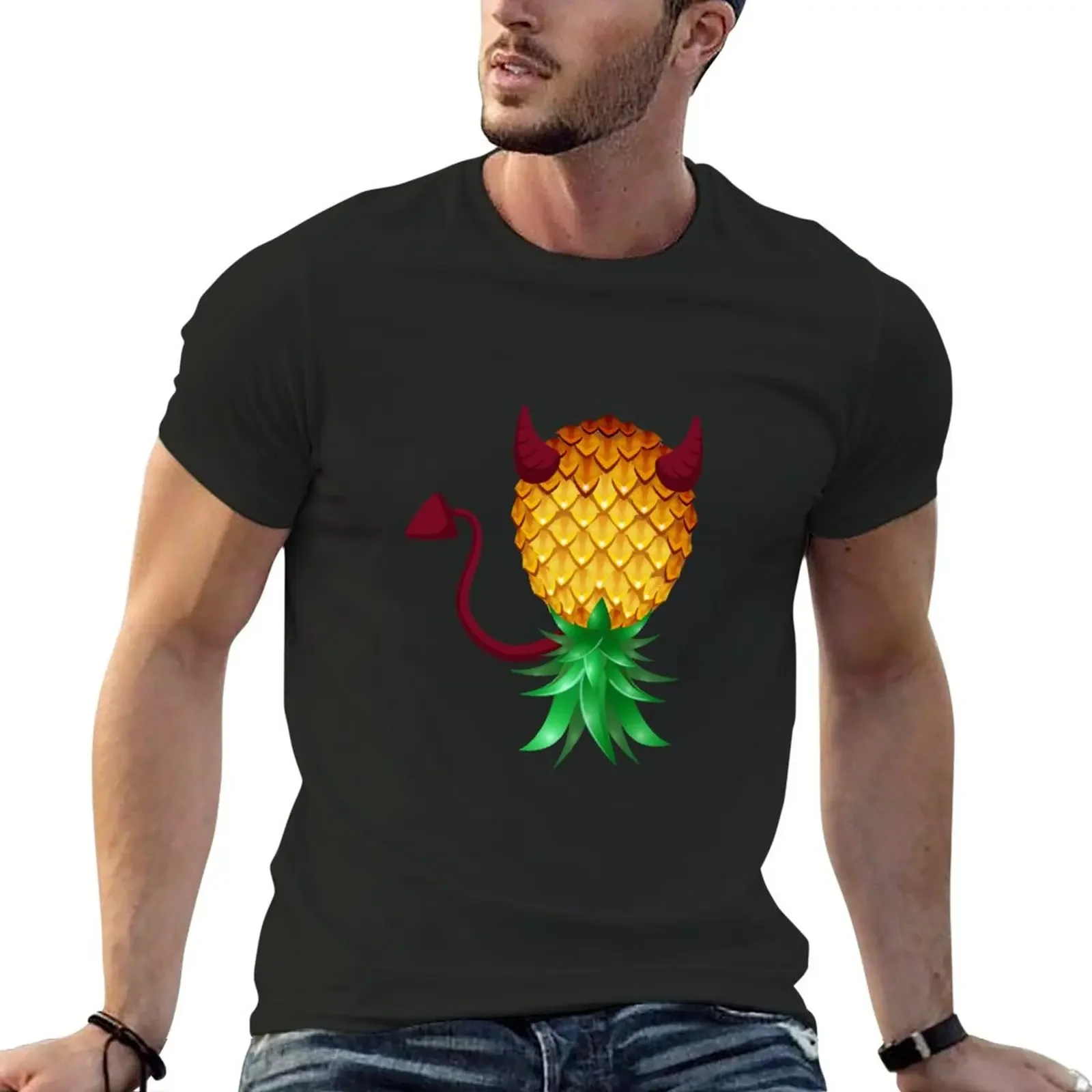 Nueva camiseta Devil Swinger Upside Down Pineapple, camisetas gráficas, camisetas divertidas, ropa para hombres
