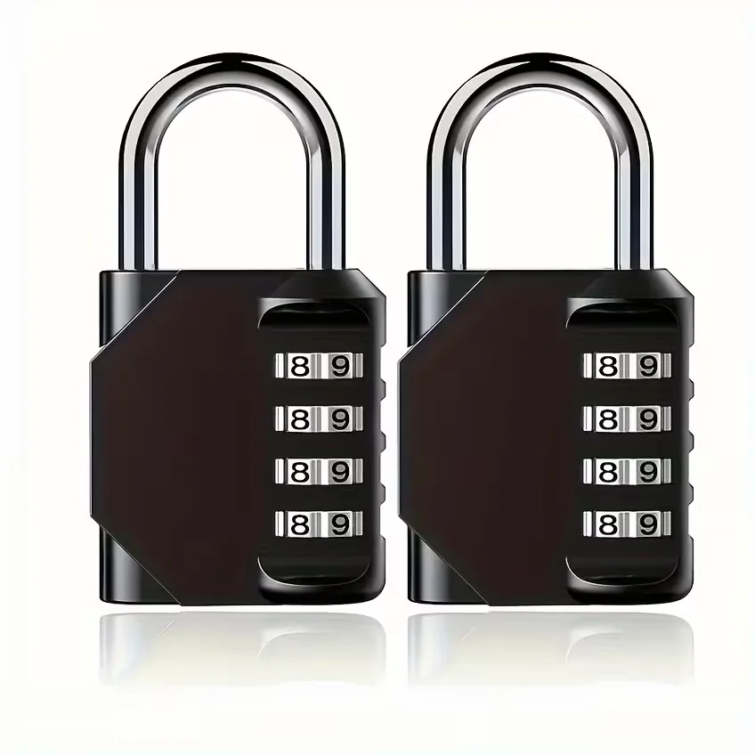 2Pcs Resettable 4‑Digit Combination Padlock, Waterproof Heavy Duty Password Lock for Outdoor Indoor Locker Luggage Toolbox