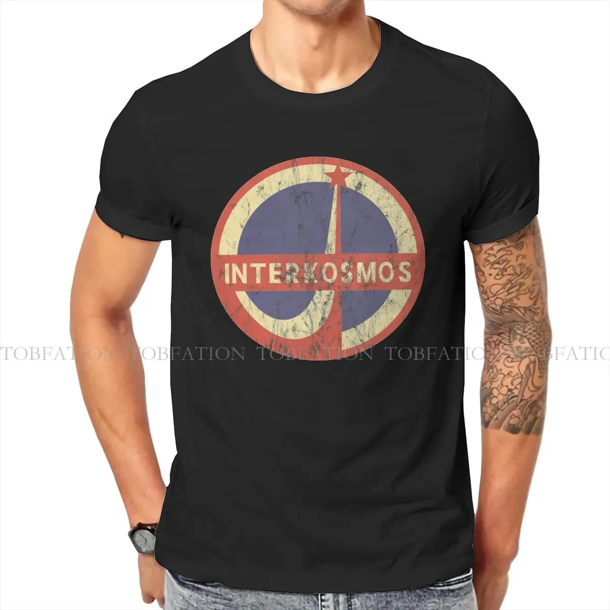 Interkosmos Space Program Logo  Hip Hop TShirt Russian USSR CCCP Casual T Shirt Hot Sale Stuff For Men Women