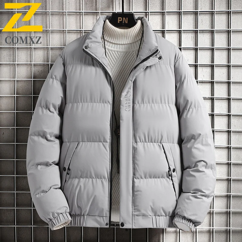 COMXZ New Men Winter Cotton Coat 2025 Classic Short Stand Collar Thickened Padding Coat Korean Style Trendy Handsome Winter Wear
