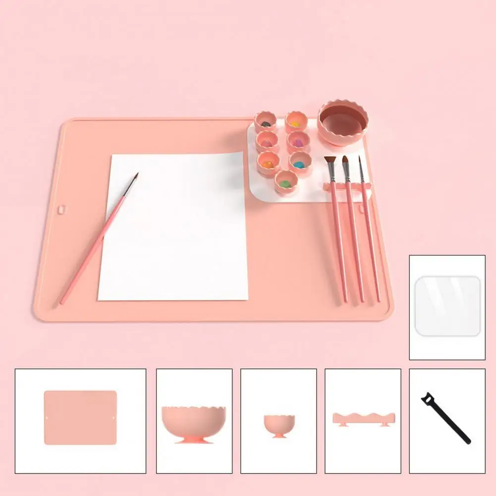 Excellent Palette Drawing Mat with Painting Brush Holder Collapsible Palette Drawing Mat Rectangle Shape Drawing Tool