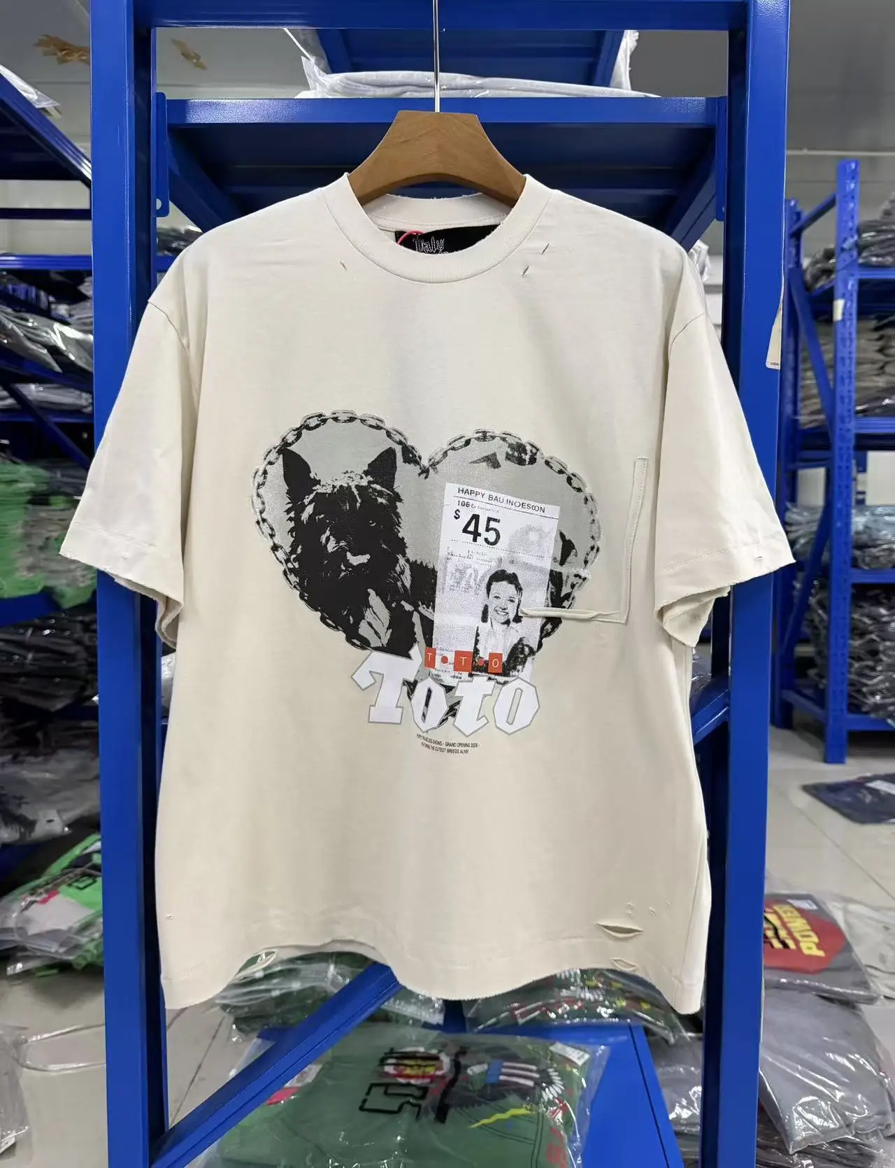 New Men paly Washed Beige Ripped‌ holes T Shirts T-Shirt Hip Hop Skateboard Street Cotton T-Shirts Tee Top US size A176