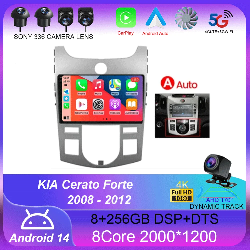 

Car Radio Android 14 Multimedia Video Player For KIA Cerato Forte 2008 2009 2010 2012 Autoradio GPS Navigation Carplay 9" Screen