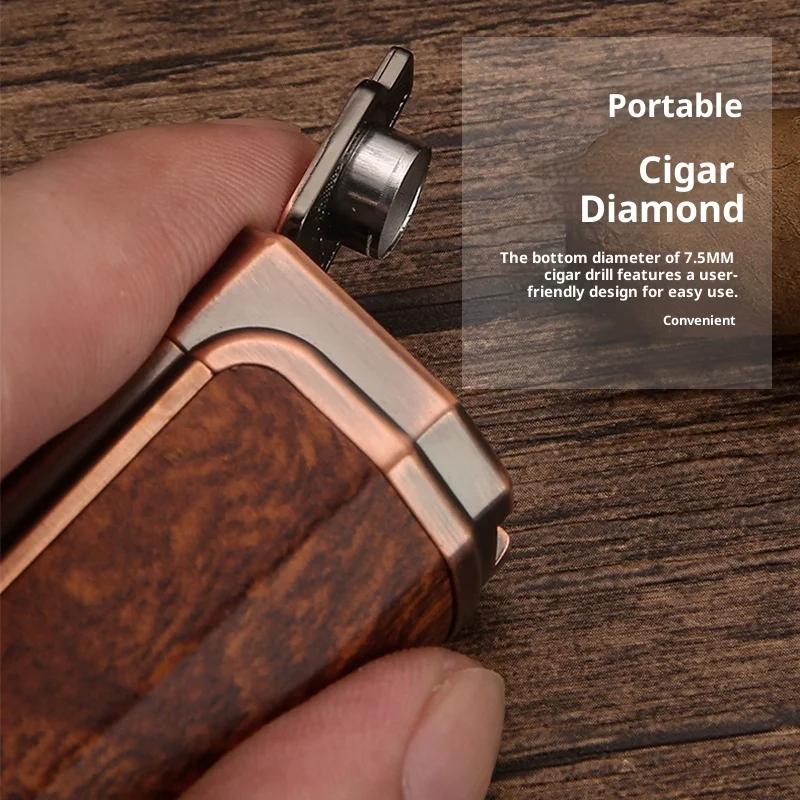 HONEST Three Jet Windproof Blue Flame Butane Gas Torch Lighter Visible Gas Window Folding Cigar Diamond Cigar Lighters Smoking