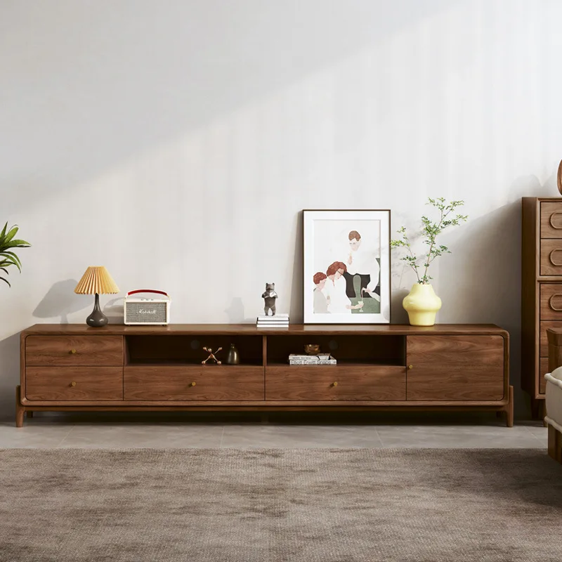 North American black walnut TV cabinet solid wood modern simple Nordic Japanese living room small apartment video cabinet
