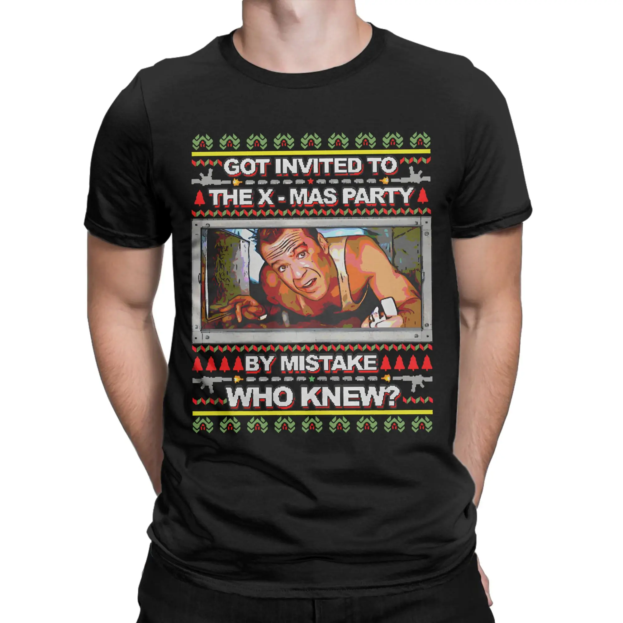 Men T-Shirts Die Hard Invited By Mistake  Fashion 100% Cotton Tees Short Sleeve  T Shirts Round Collar Clothing Gift Idea
