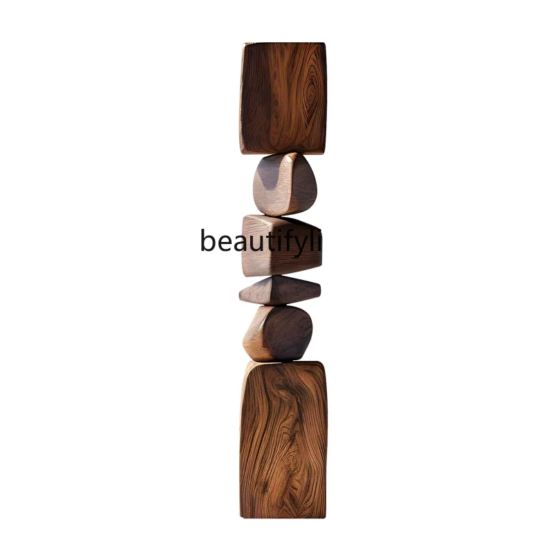 

Hotel lobby entrance floor ornaments, abstract solid wood sculpture art sales office staircase corner decoration1184