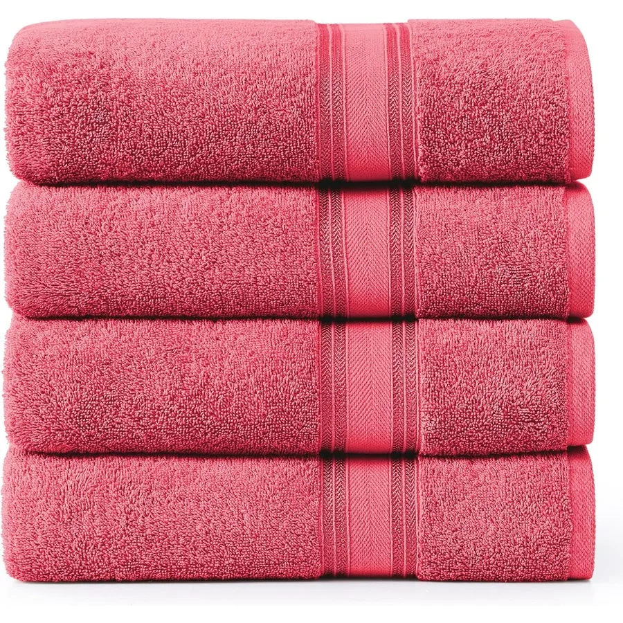 

100 Cotton Large Bath Towels Set of 4 28x54 Zero Twist Mercerized Cotton Bathroom Towel Sets Quick Dry Soft Absorbent Large Tow