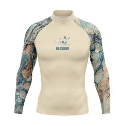 Letnia męska koszulka do pływania z długim rękawem Rash Guard plaża ochrona UV stroje kąpielowe Lycra Surfing nurkowanie strój kąpielowy Rashguard koszula