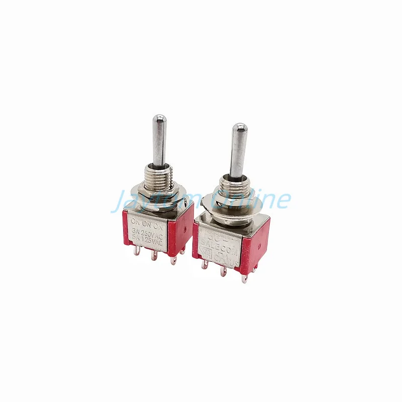 2pcs T812 Locking Type 12mm Toggle Switch T80-T ON ON ON 3A/250V 5A/125V 6mm 6PIN SP3T 3 Way Switches