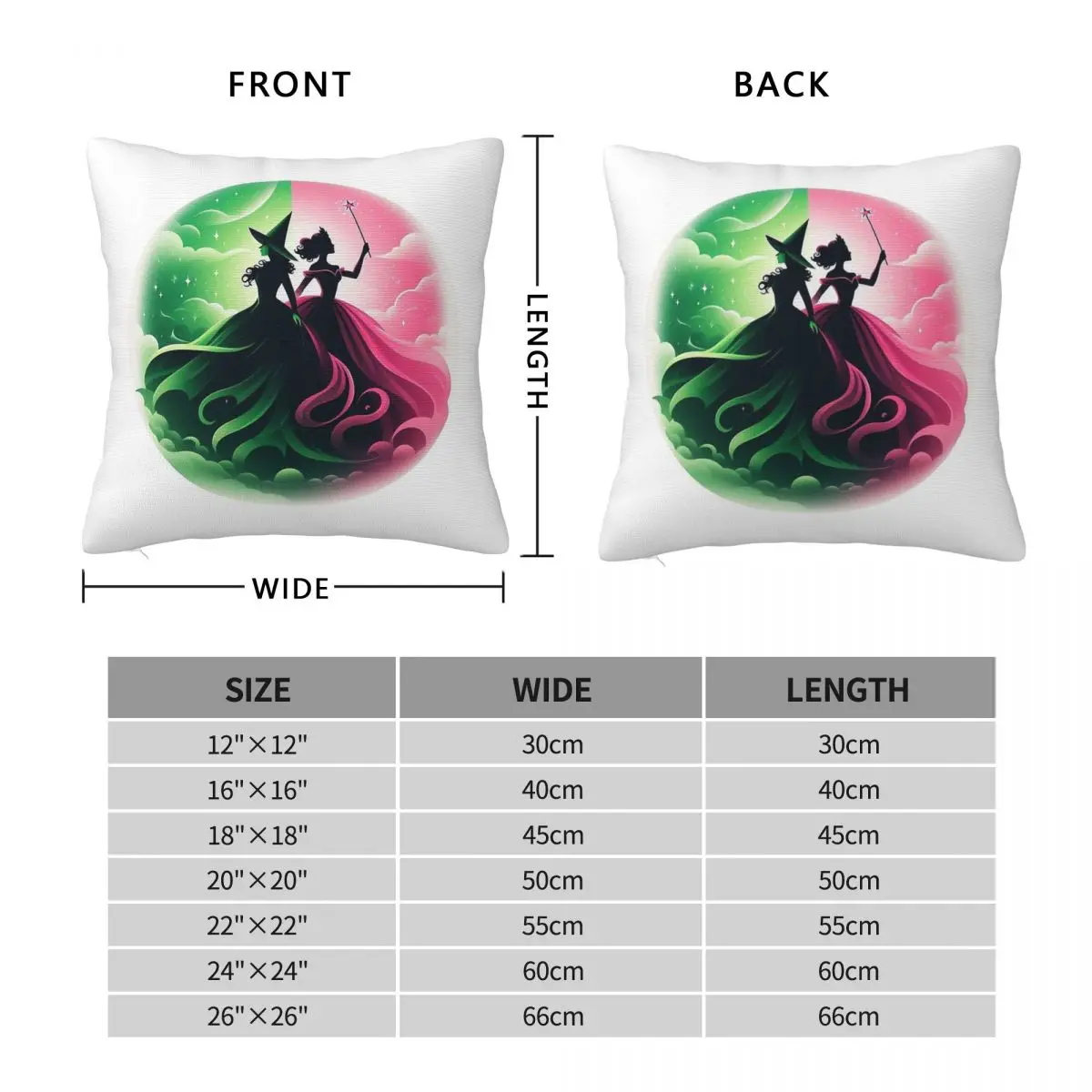 Elphaba & Glinda الشريرة Defying الجاذبية ساحة المخدة البوليستر الكتان المخملية الإبداعية البريدي وسادة أريكة الزخرفية 18"