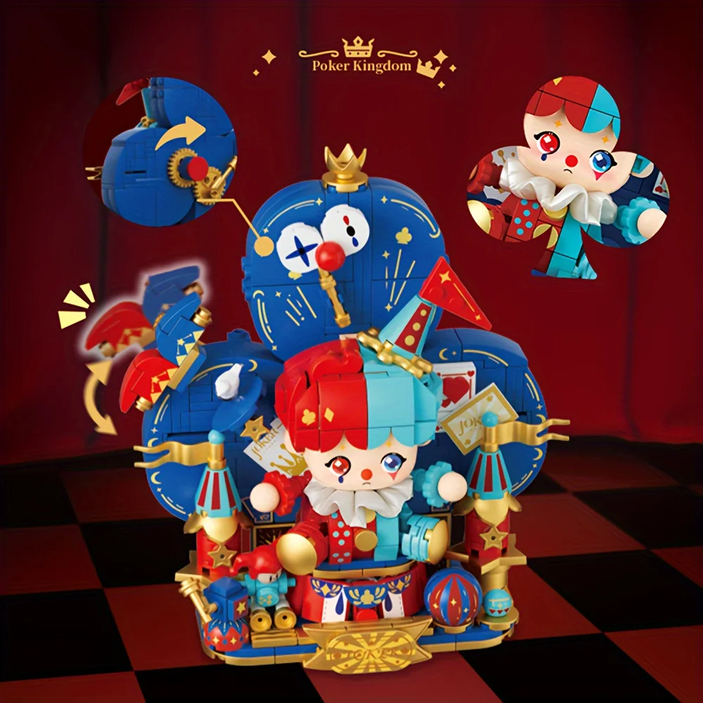 Poker King and Clown Building Blocks Set, Perfect Collectibles with Rotating Mechanisms, Christmas and Valentine's Day Gifts