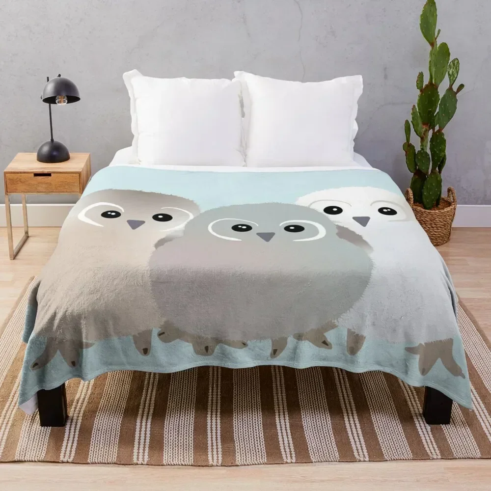

Cute 3 Baby owls Throw Blanket sofa bed Flannel Decorative Sofa Blankets