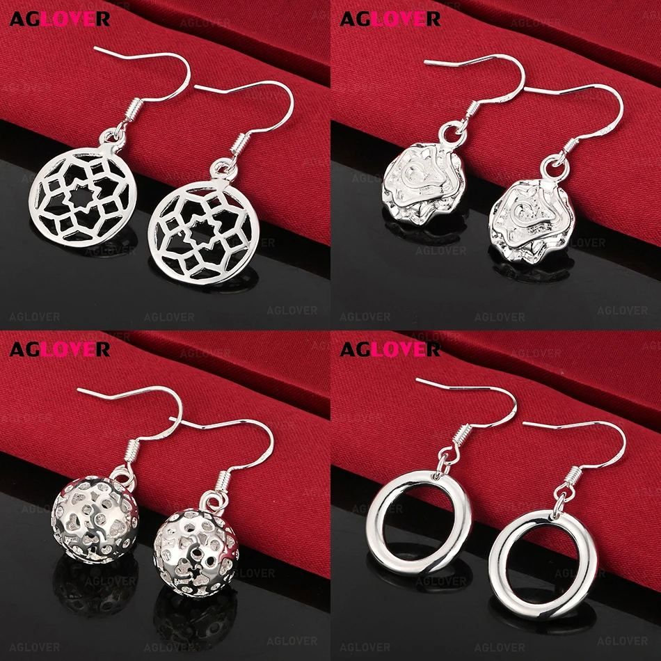 

AGLOVER 925 Sterling Silver Rose Flower Earrings Women Charm Fashion Engagement Holiday Gift Jewelry