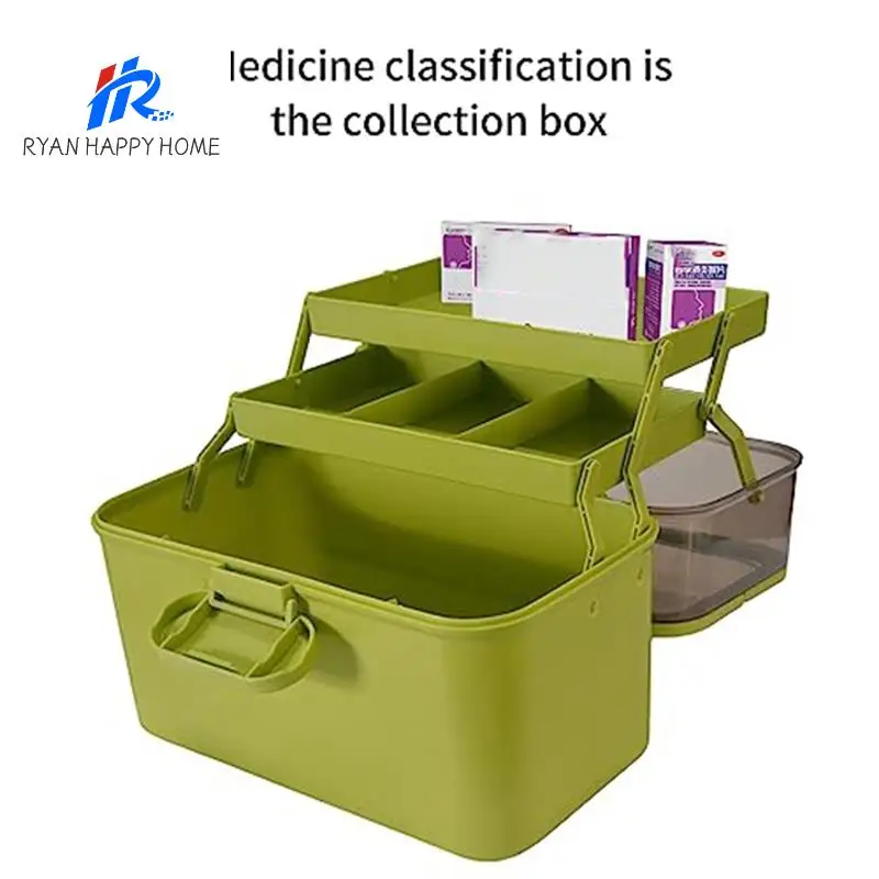 

Прозрачный трехслойный складной ящик для хранения, портативный контейнер для хранения лекарств, используемый для лекарств, предметов первой необходимости