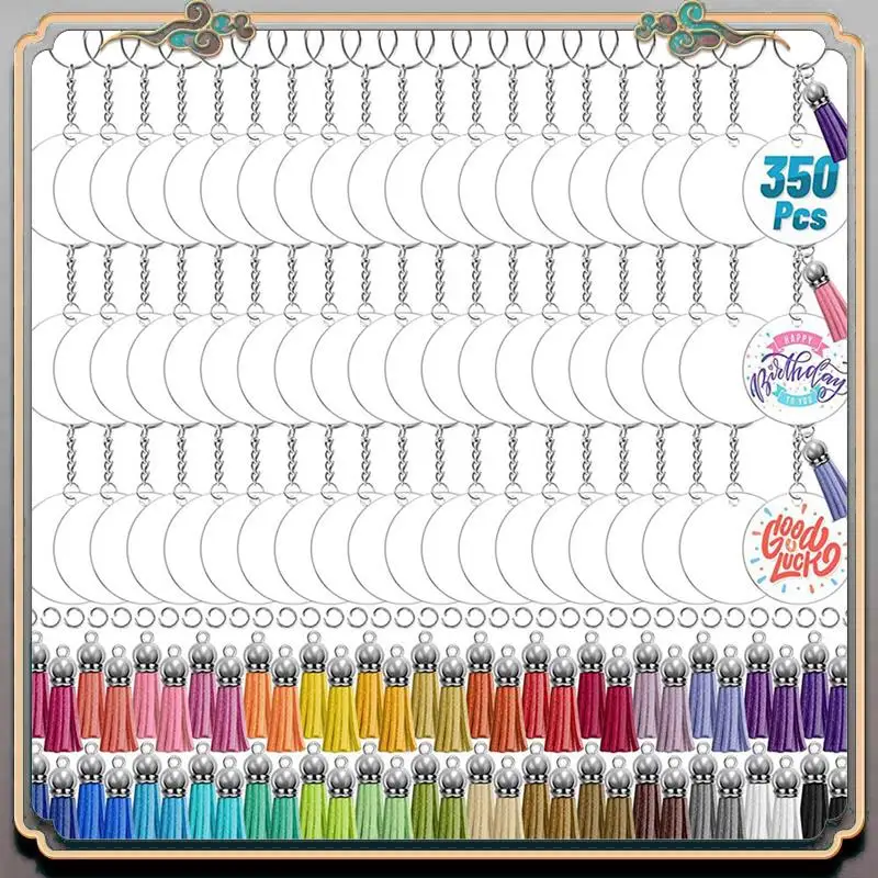 a46m-700個-アクリル製クリアキーホルダー-ブランク-ビニール用-ブランク、タッセル、ジャンプリング、キーホルダーリング付き-diyキーホルダークラフト用