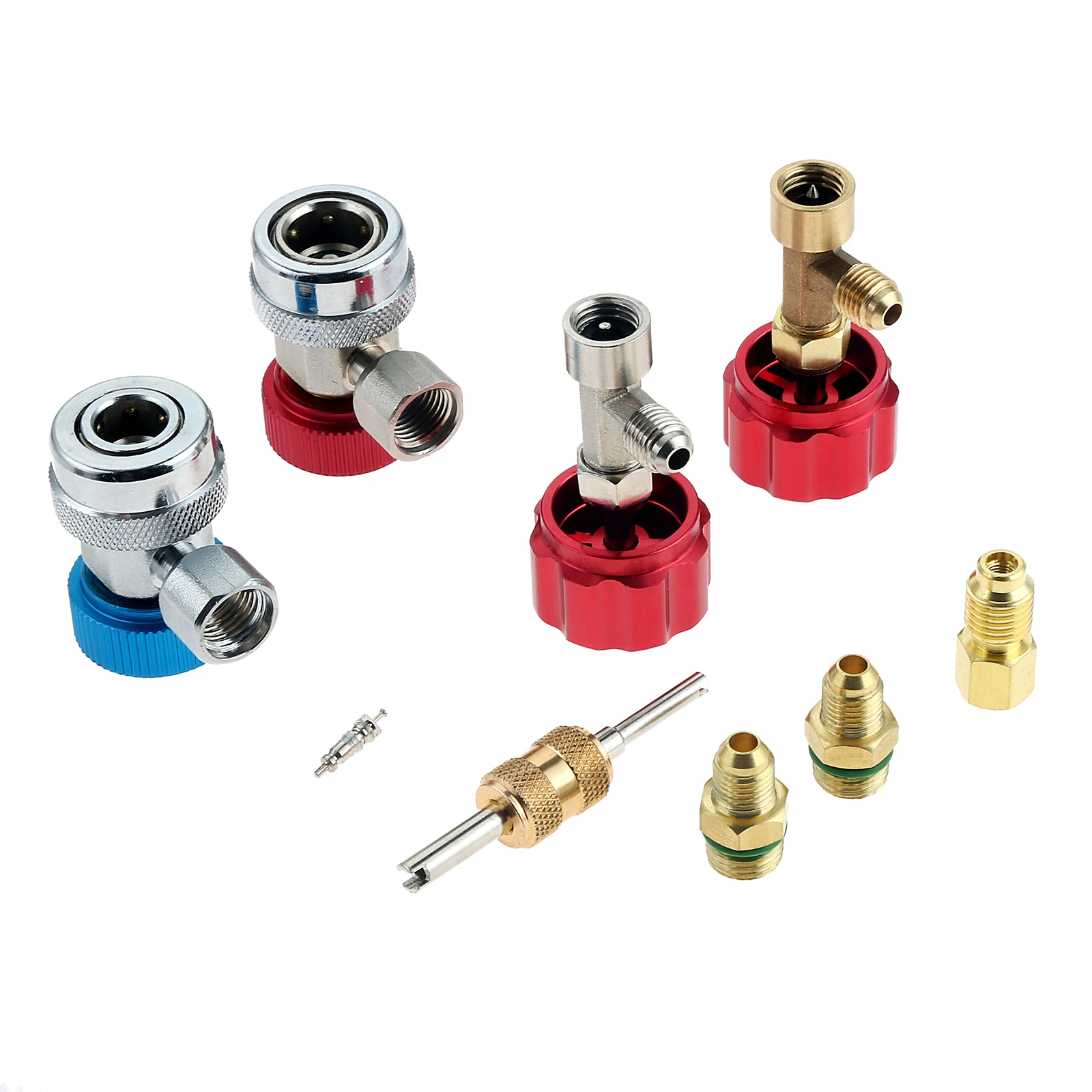 R134A Quick Coupler Adapters with Self Sealing and Puncture Can Taps, Tank Adapter, Valve Core Remover, for R134a Car AC System