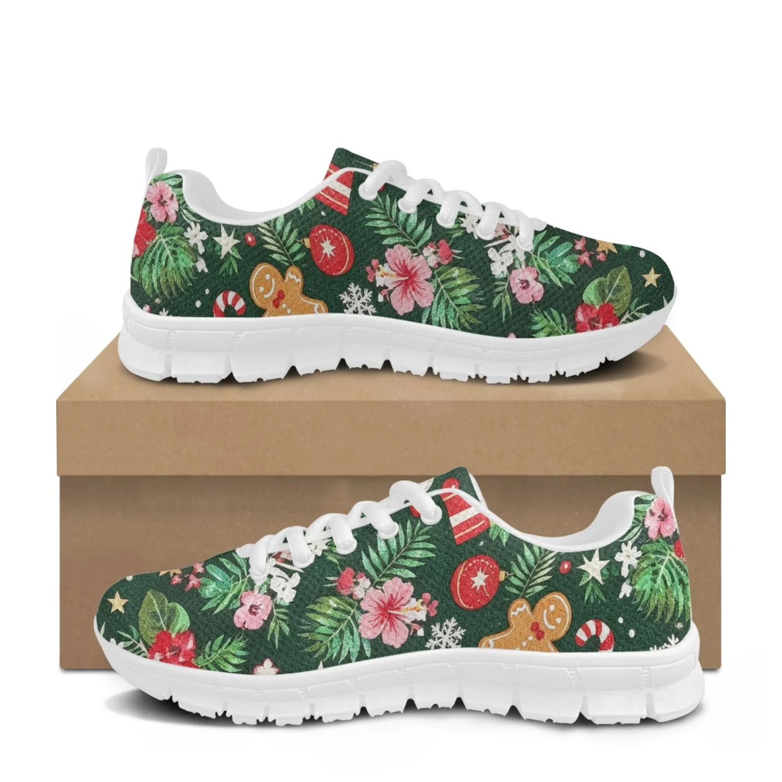 Coloranimal Xmas Gingerbread Women Comfortable Shoes for Teachers Standing All Day Casual Work Shoe for Travel view 5