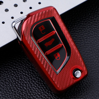 3 Buttons Carbon Fiber TPU Car Key Cover Case for Toyota Auris Corolla Avensis Verso Yaris Aygo Scion TC IM 2015 2016 Camry RAV4