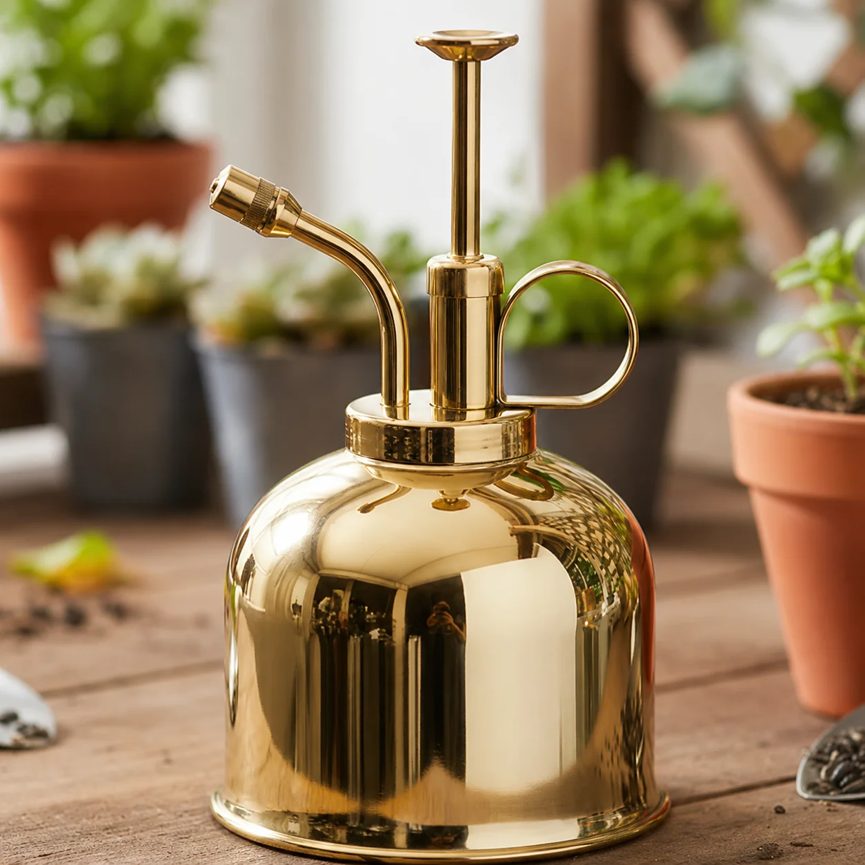 Brass Watering Can Vintage Metal Gardening Flowers Plant Growing Craft Garden Pot Tool Irrigation Equipment