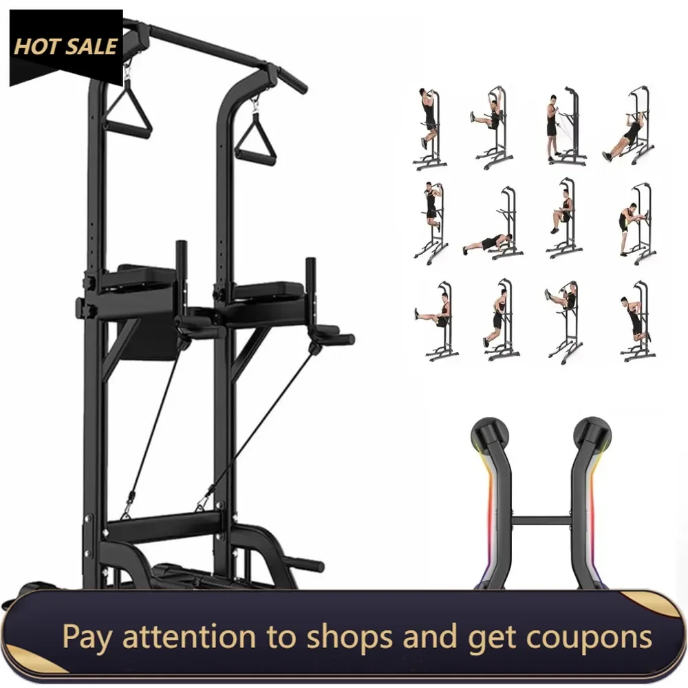 

Power Tower Dip Station Pull Up Bar Exercise Tower Adjustable Pull Up Station Pull Up Tower Bar for Home Gym Multifunctional