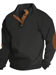 2024 European and n new style, sweater vertical collar men's casual vertical stripe jacquard vertical collar polo sweater