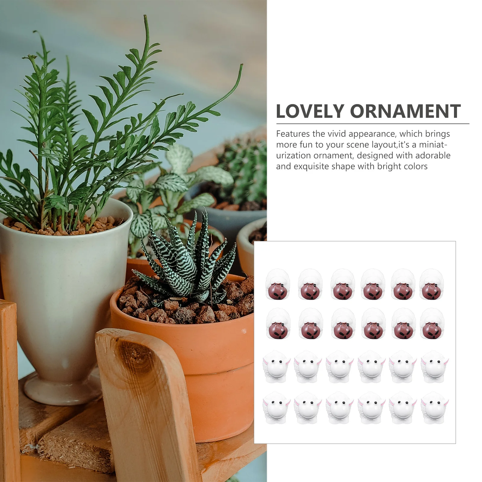 

30Pcs Mini Sheep Goat Resin Ornament Mini Garden Decoration Bright Color Micro Landscape Fairy Garden Bonsai Decor