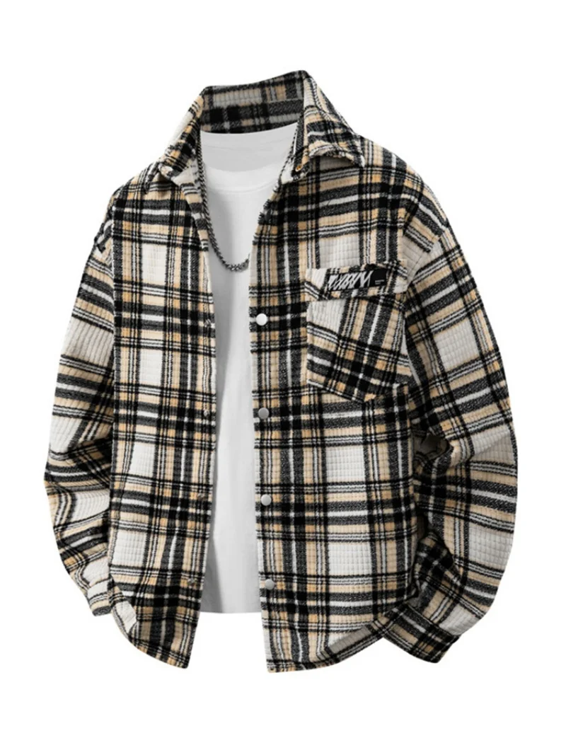 

Spring 2026 Large-Sized Shirt for Men And Women Embroidered Pocket Checkered Pattern Plaid Collar up to 260 Pounds