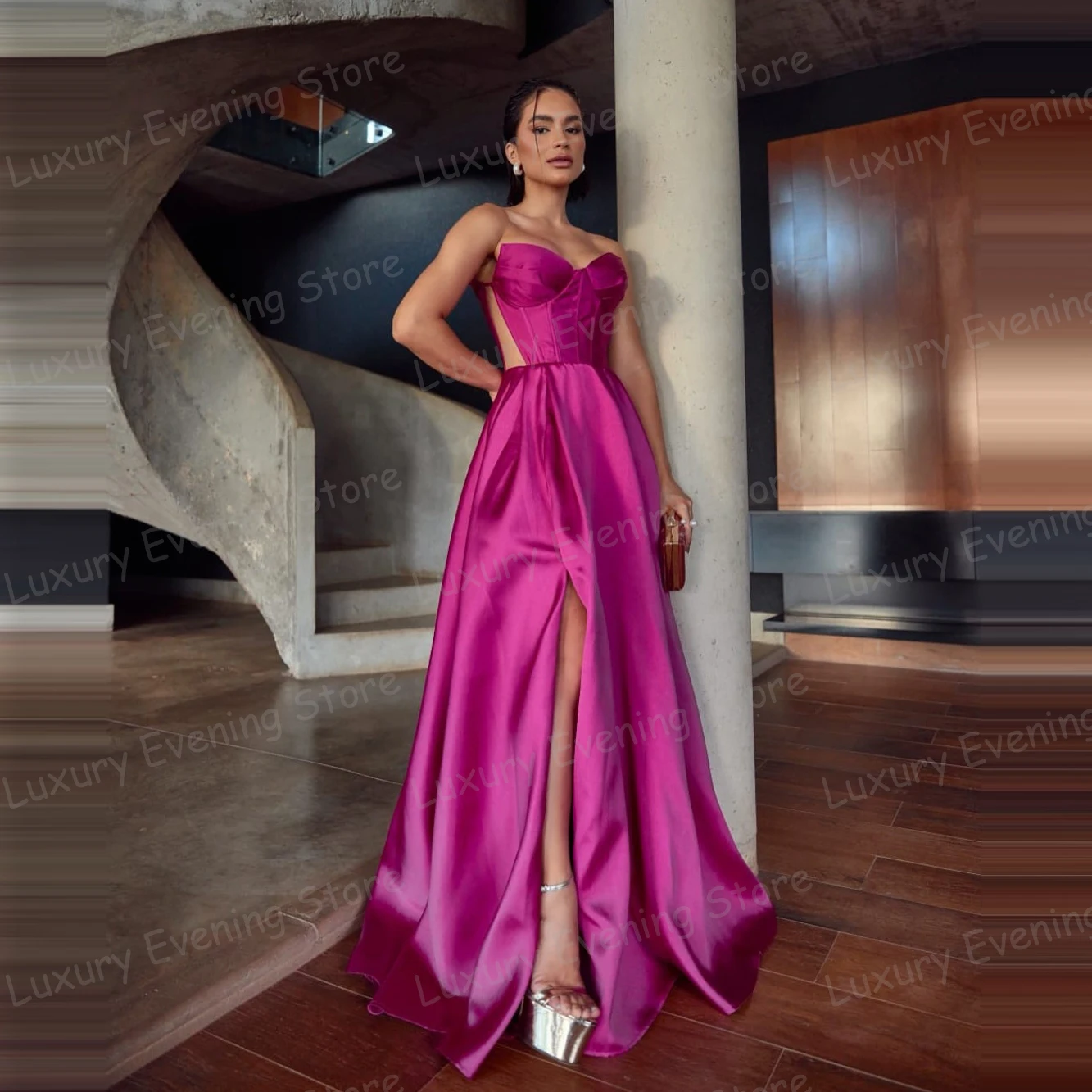 

Простые сексуальные вечерние платья женские трапециевидные платья для выпускного вечера с открытой спиной без рукавов вечерние с разрезом по бокам Vestidos De Novia по индивидуальному заказу