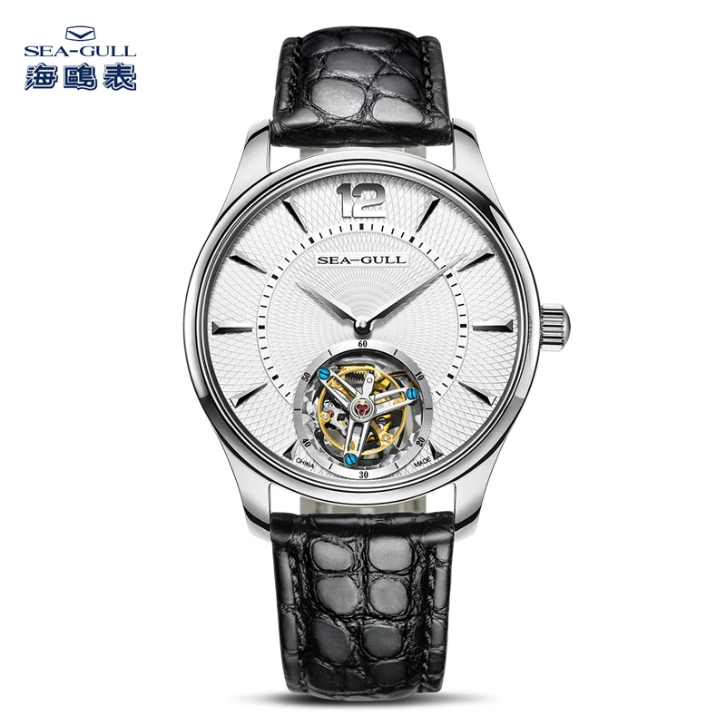 Seagull Manual Tourbillon Mechanical Watch Luxury Brand Alligator Leather Strap Two-pin Men's Fashion Business Watch 8810