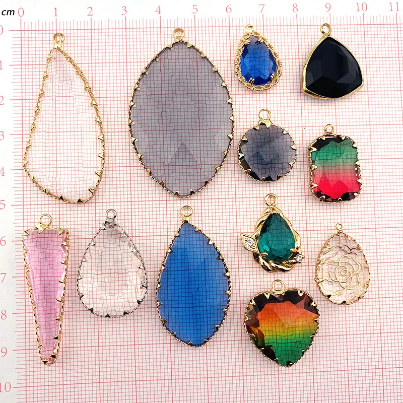 قلادة هندسية شفافة متدلية كريستال ، قلادة تصنعها بنفسك ، صناعة المجوهرات ، قطع السحر بالجملة ، 10 ، 30 ، 50 #6