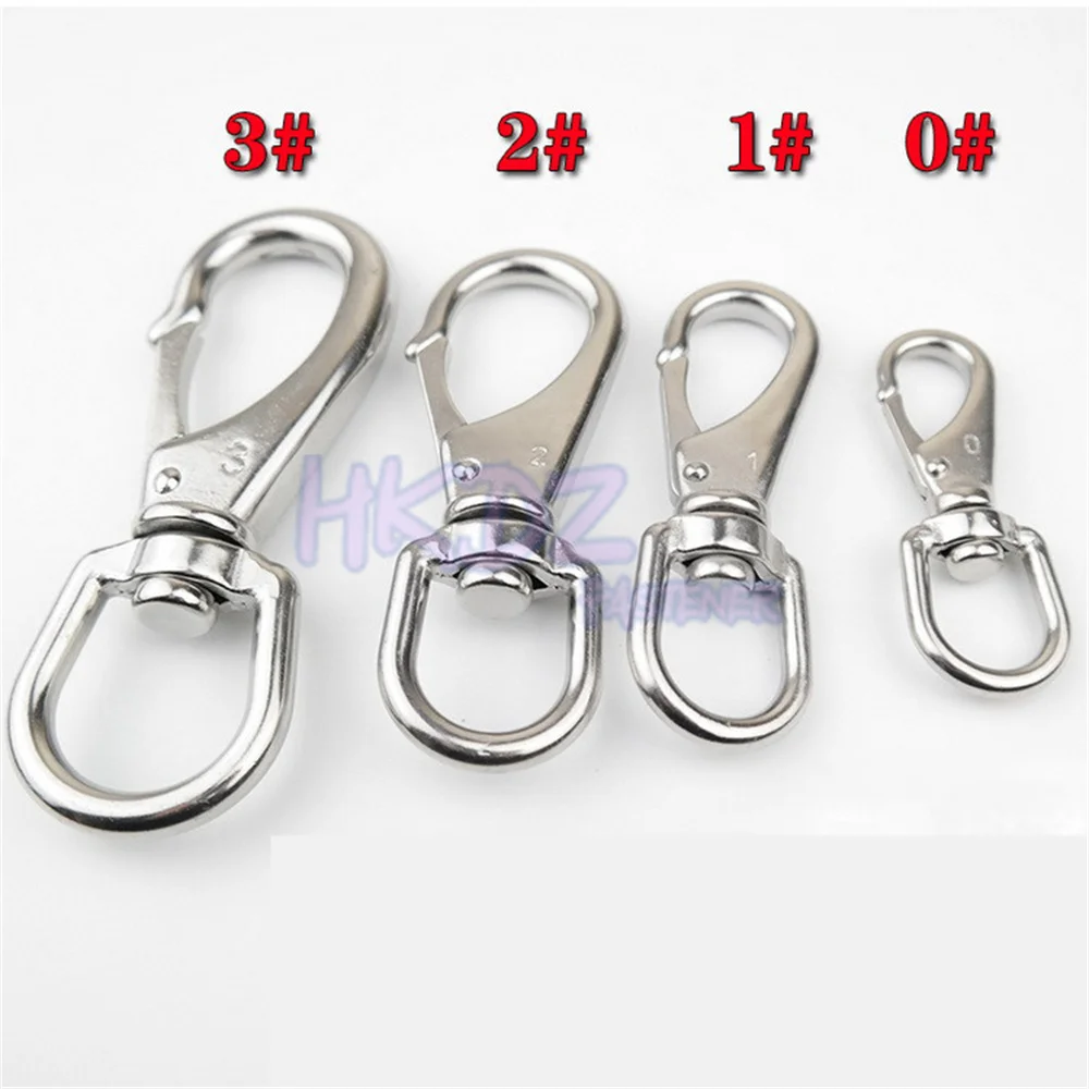 304 Stainless Steel Universal Hook Rotating Ring Chain Buckle Universal Spring Buckle Dog Chain Fitting Joint 0# 1#  2#  3# 1PCS