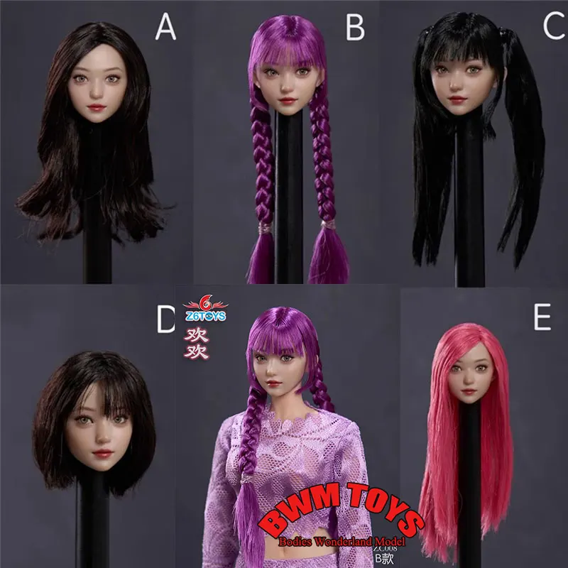 

Z6TOYS ZC008 1/6 Scale Beauty Huanhuan Head Carving Mobile Eye Cute Girl Soldier Head For 12'' TBL Pale Skin Action Figure Body
