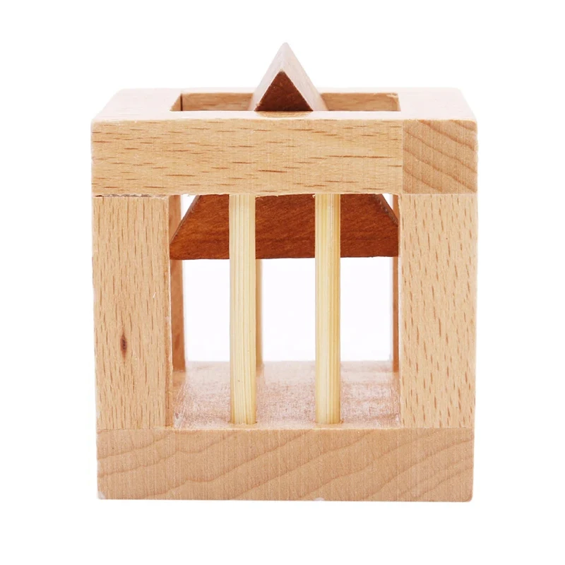 Wooden Puzzles For Adults Kids Brain Teaser Cage Apart Triangle Luban Lock IQ Challenge Games Educational Intellectual Toys