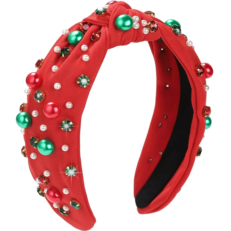 ASDS-Women حجر الراين مزين هيرباند اللؤلؤ معقود عقال أنيقة واسعة أعلى عقدة Headbands أغطية الرأس اللؤلؤ معقود Headb