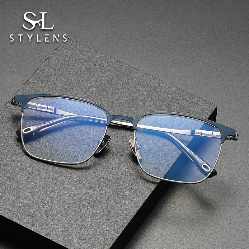

STYLENS Fashion Pure Titanium Casual Glasses Men Women Commuting Reading Glasses Prescription Light Versatile Glasses 70806