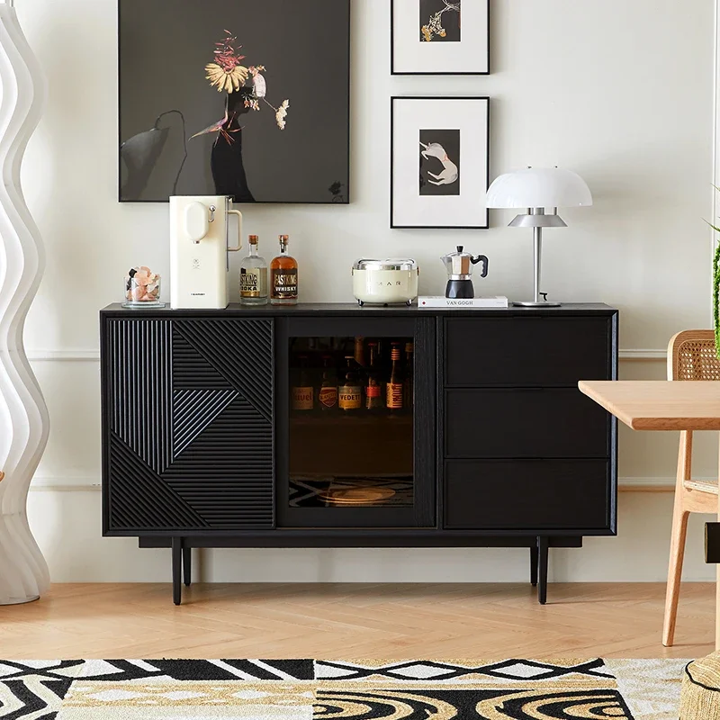 

Легкий роскошный городской сервант из цельного дерева для гостиной, настенное хранилище, современный боковой шкаф для хранения в стиле ретро