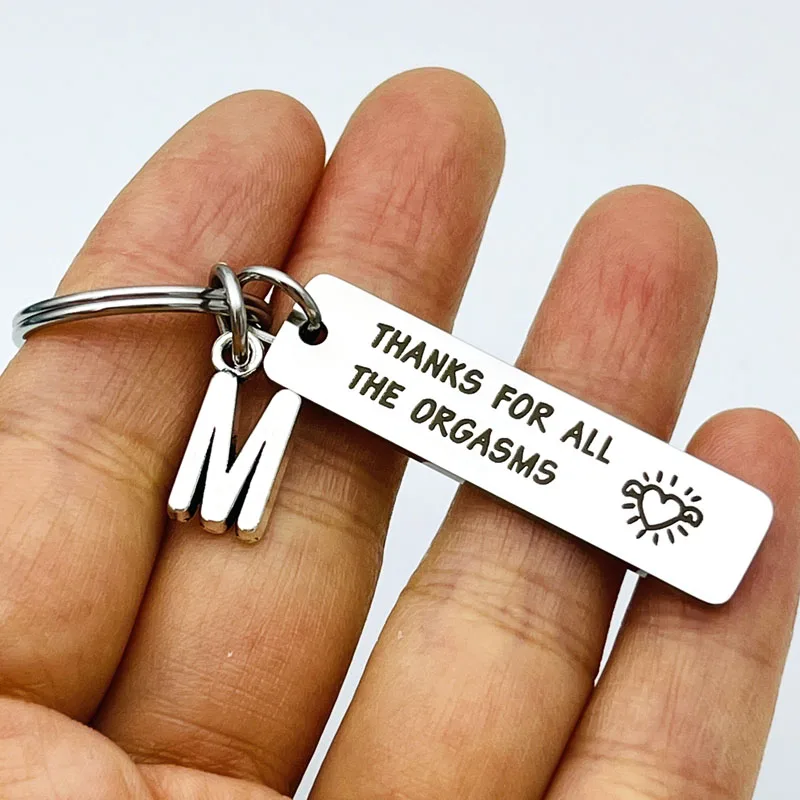 Funny Key Chain Women Men Charm Couple Key Ring Thanks for All The rgasms Letter A-Z Love Gift Boyfriend Girlfriend Keychain