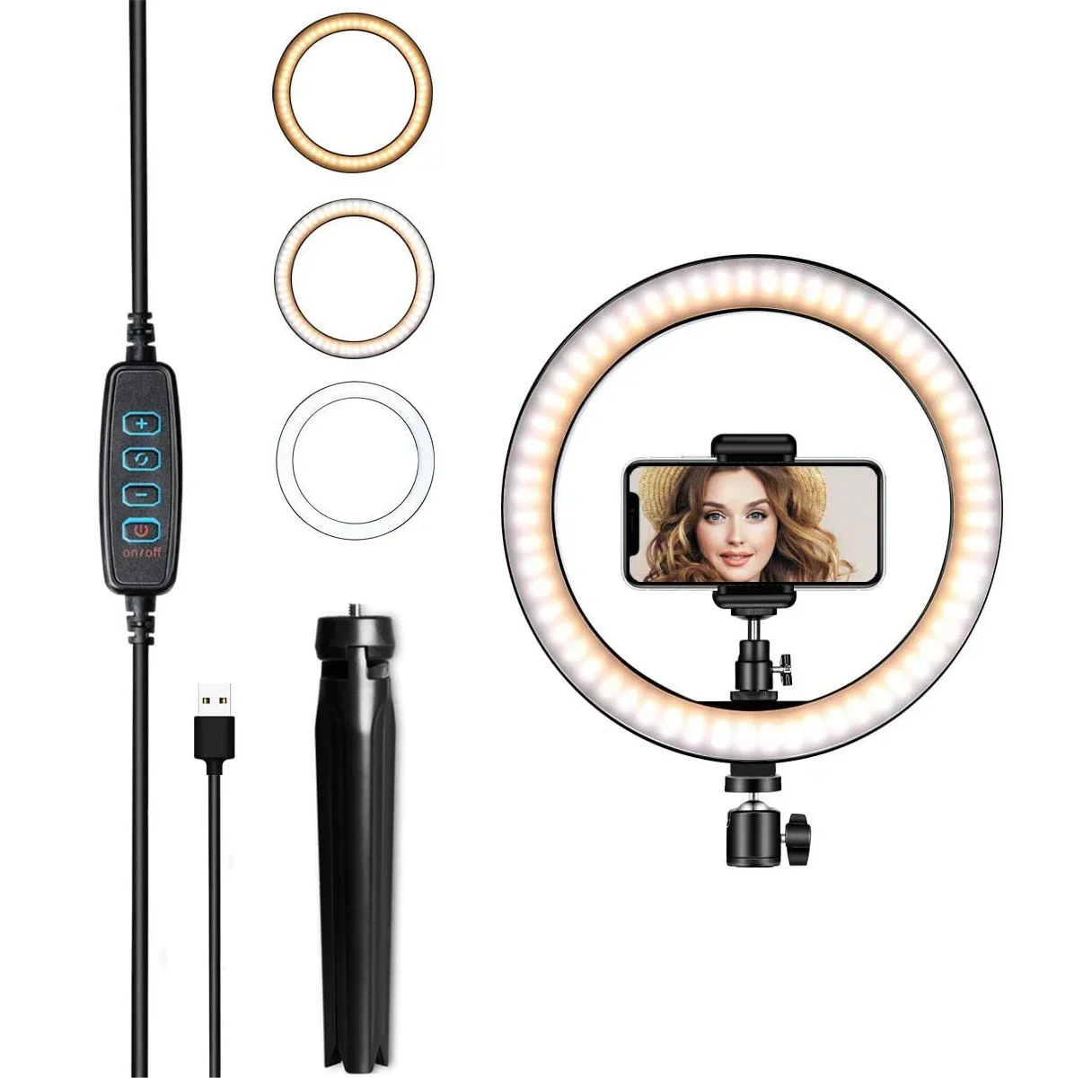 Tripod With Lamp Ring Light Led Photographic Lighting Selfie Stick For Phone Action Camera Youtube Video