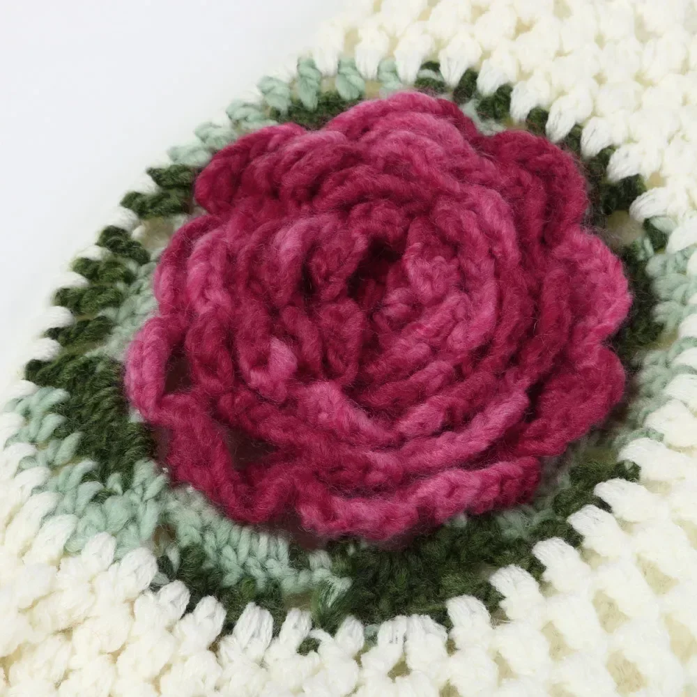 knitted Pullovers Roses Hook Flowers women Hollow 3D flower Sweater Tops Blouse