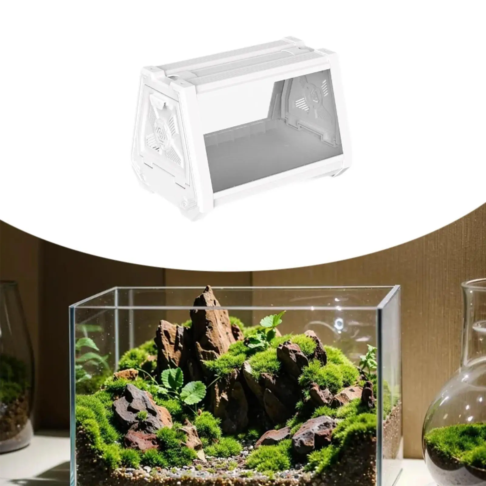 

Reptile Terrarium Transparent Double Access Hatching Case Habitat for Hermit Crab Bearded Dragon Leopard Gecko Chameleon