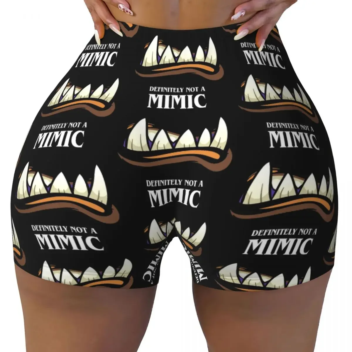 Custom Definitely Not A Mimic Tabletop RPG Gaming Yoga Shorts Women Gym Workout Running Athletic Volleyball Biker Shorts