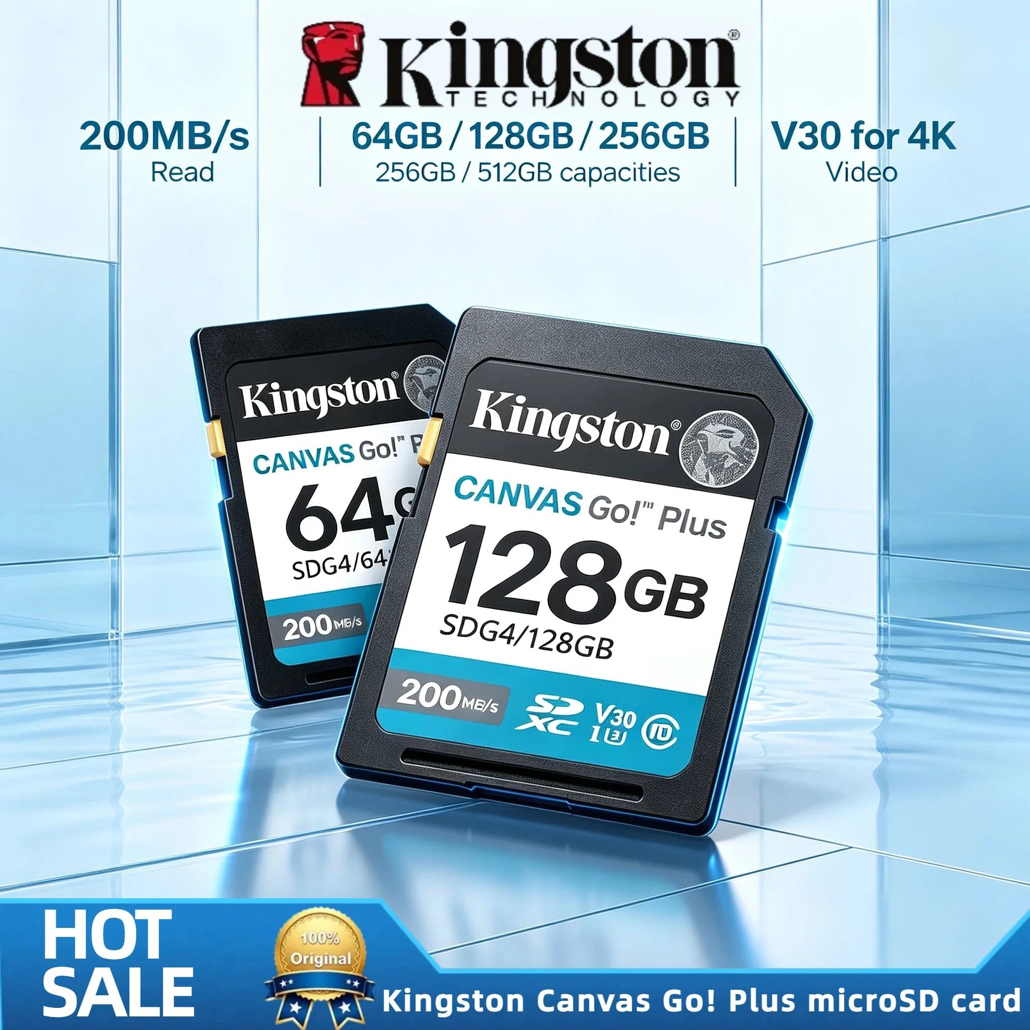 Kingston A2 V30 SDXC 1TB 512GB 256GB 128GB 64GB 200MB/s Original Memory Card 4K Video Camera Storage Pro